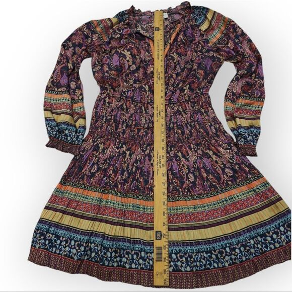 Anthropologie Bond 73 Tie Front Pleated Long Sleeve Sundress Sz L - Picture 4 of 7